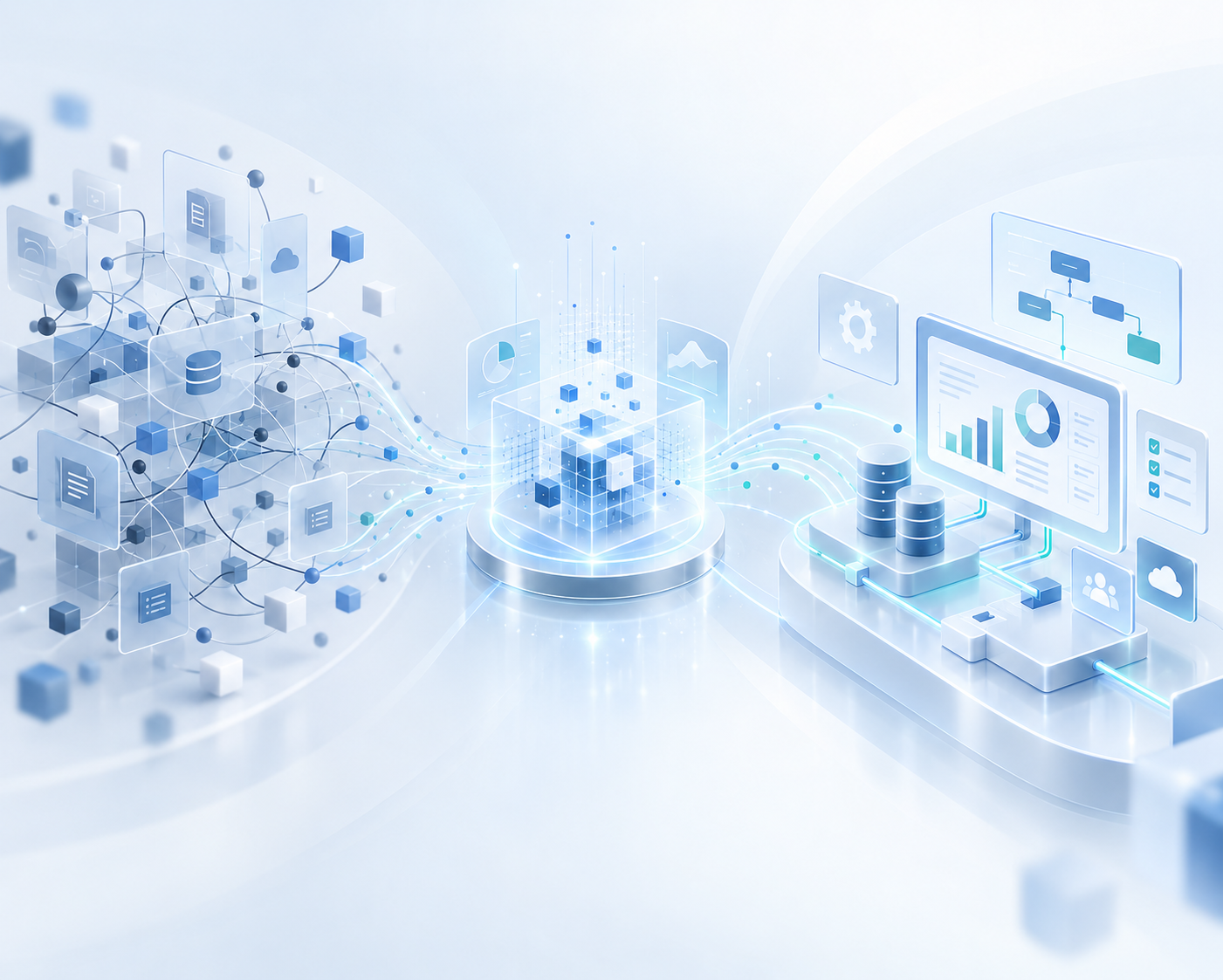 Connected data and operational information becoming structured dashboards, workflow systems and business tools